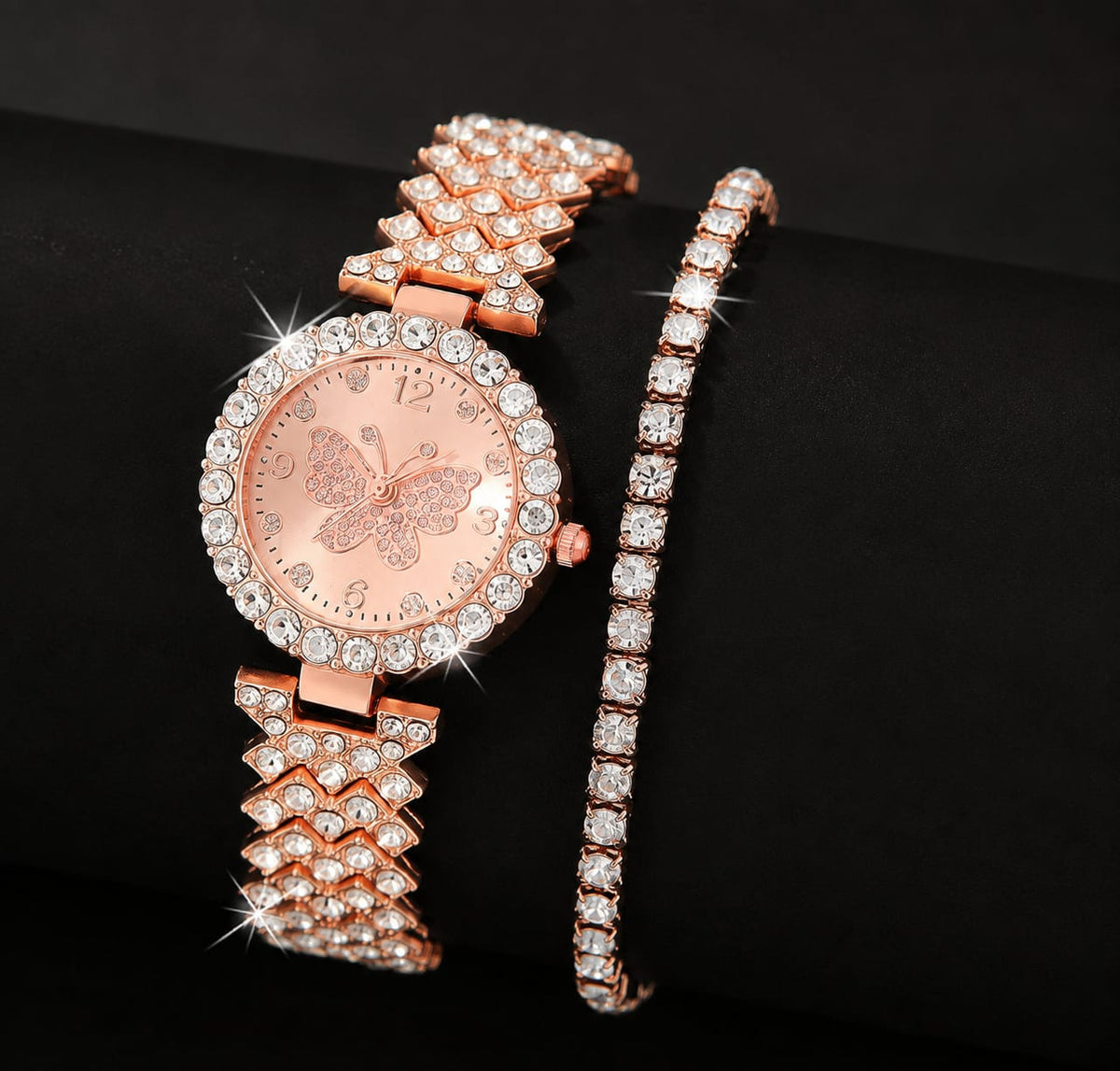 Womens Butterfly Quartz Watch And Bracelet Set Elegant Stylish Durable Practical Choice For Fashion Accessories And Gift Occasions