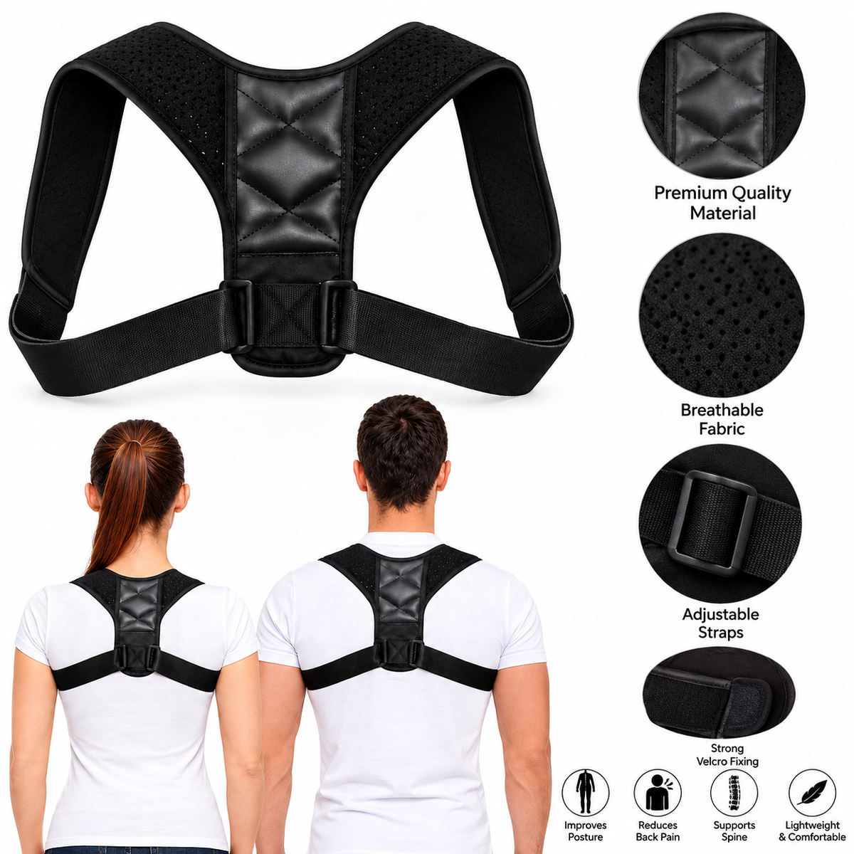 Energizing Posture Support Adjustable For Men And Women.