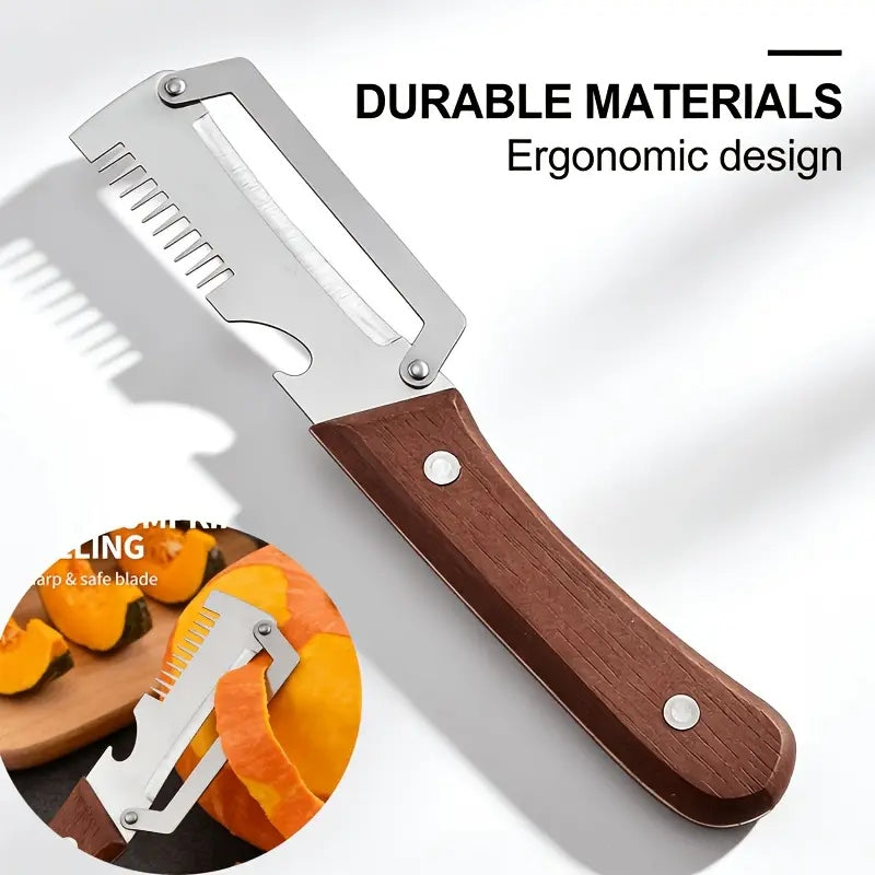 Stainless Steel Vegetable Peeler with Ergonomic Wooden Handle