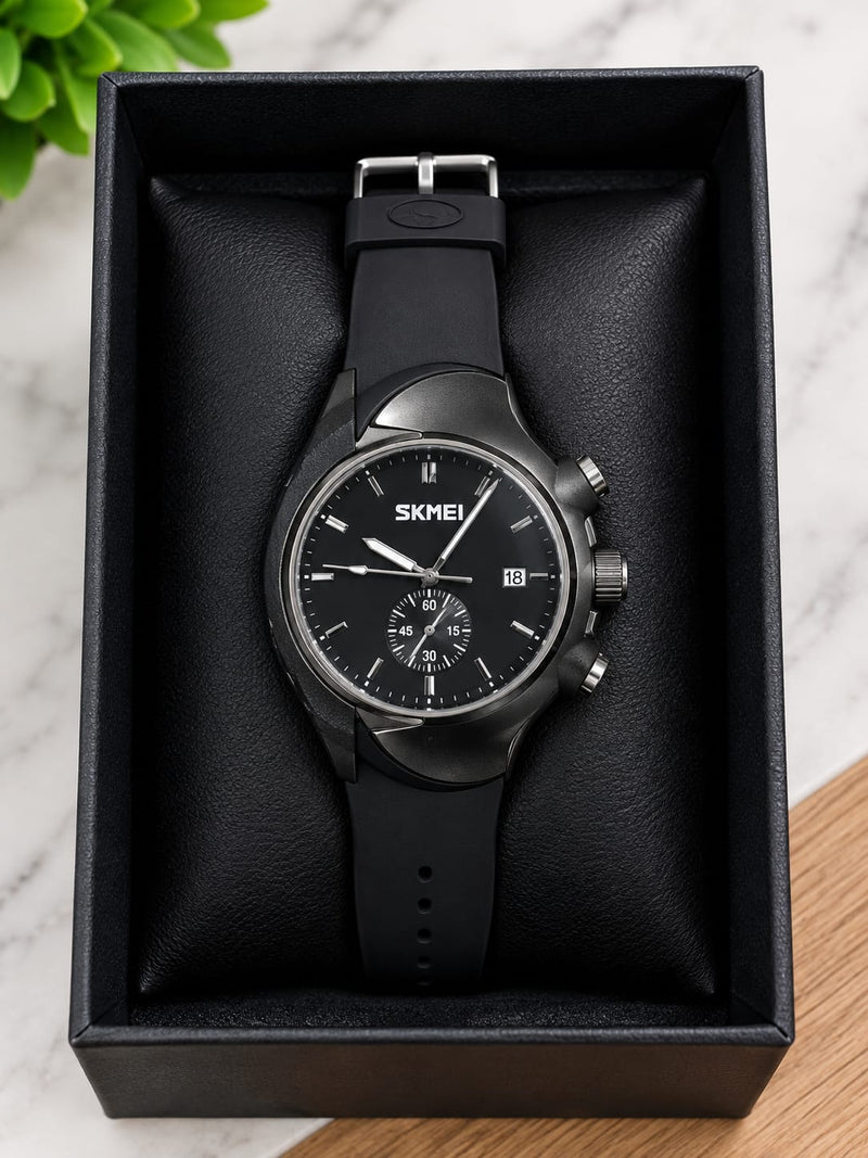 SKMEI Men’s Watch With Box– Stylish & Durable Waterproof Wristwatch