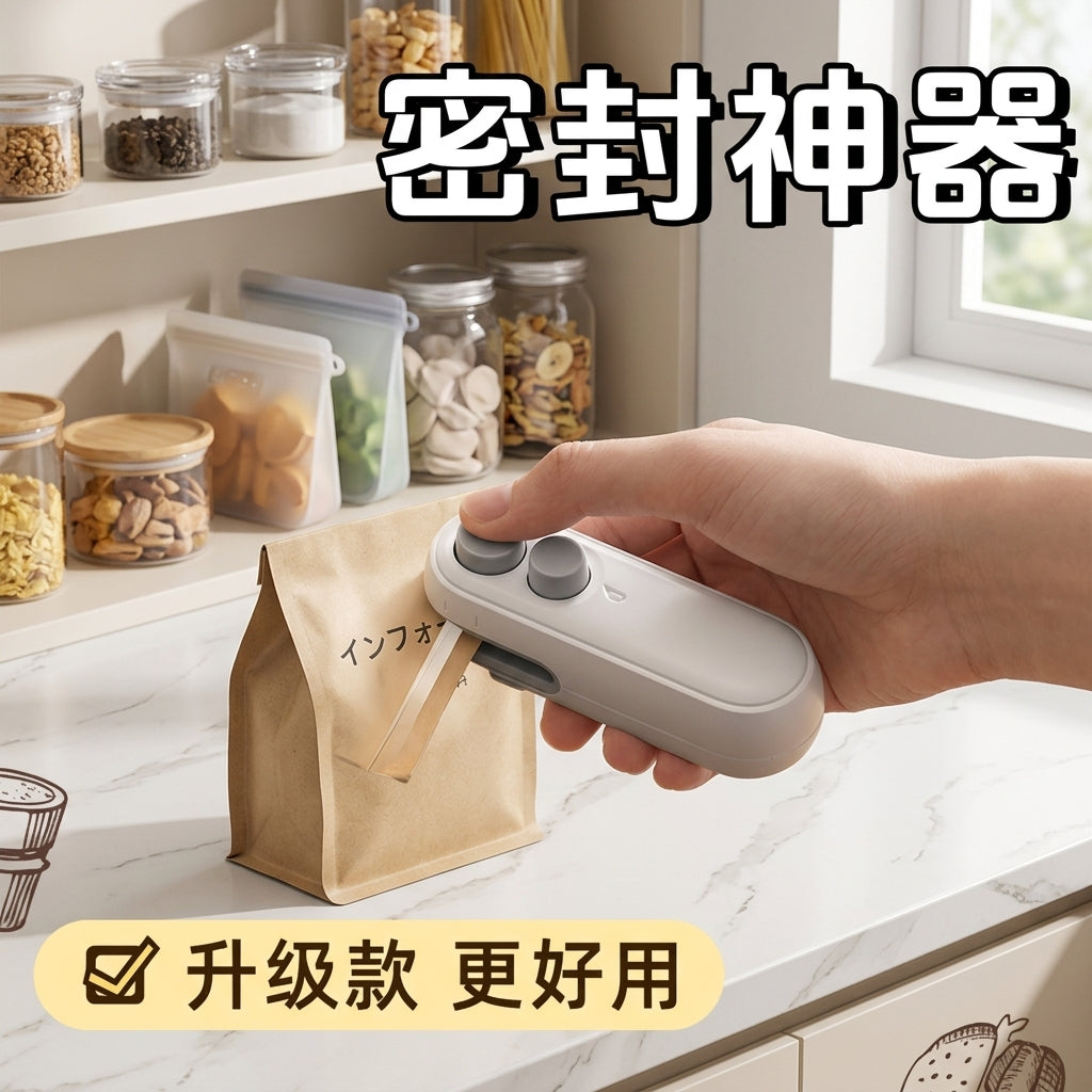 Professional Product Portable Mini Bag Sealer & Cutter – Handheld Thermal Heat Sealing Machine for Plastic Food Storage Bags