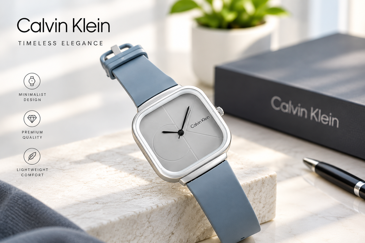 Calvin Klein Mens Watch With Square Dial Elegant Modern And Durable Timepiece For Daily Wear And Special Occasions (Without Box) - Black