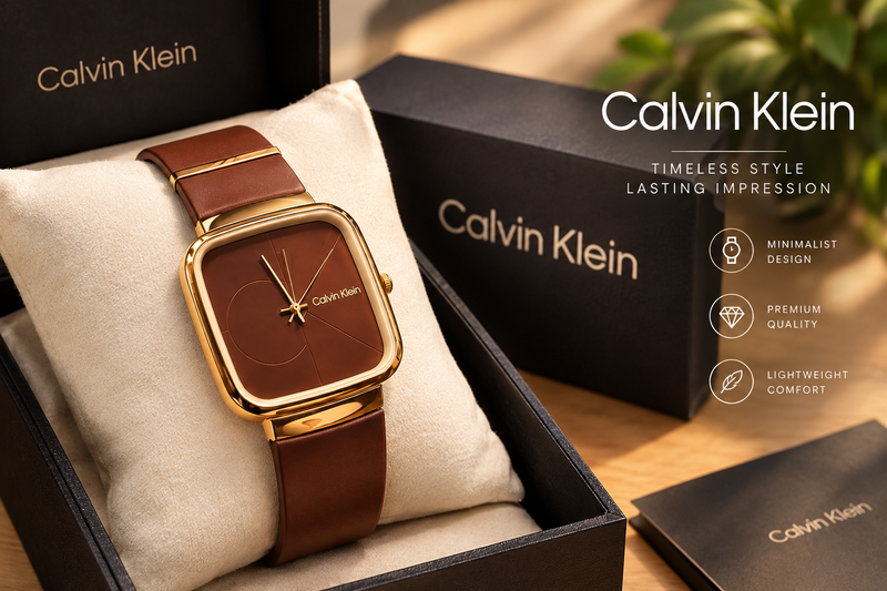 Calvin Klein Mens Watch With Square Dial Elegant Modern And Durable Timepiece For Daily Wear And Special Occasions (Without Box) - Black